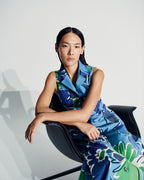 Midi Dress with Sketched Abraham Flower Print