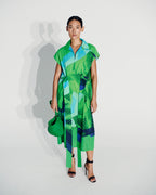 Cotton Shirt Dress with Superimposition Print