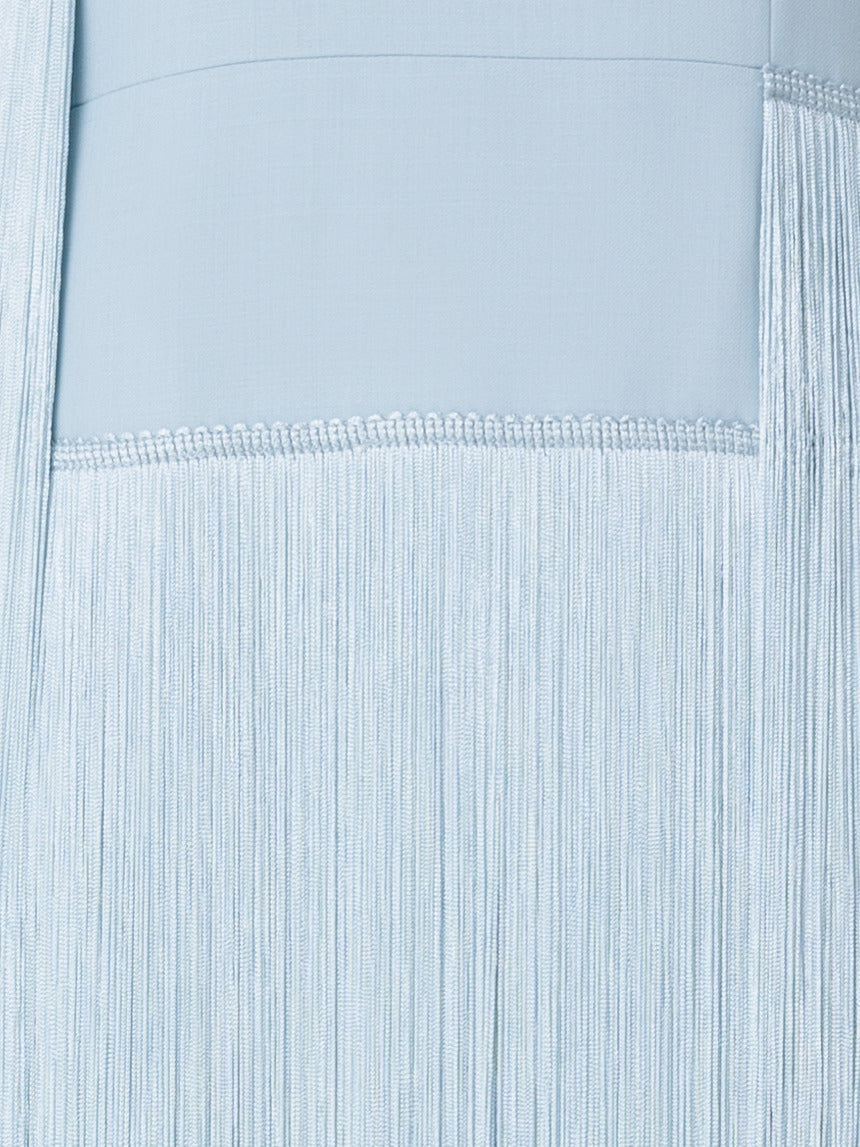 Long Silk Gown with Asymmetrical Fringes