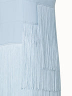 Long Silk Gown with Asymmetrical Fringes