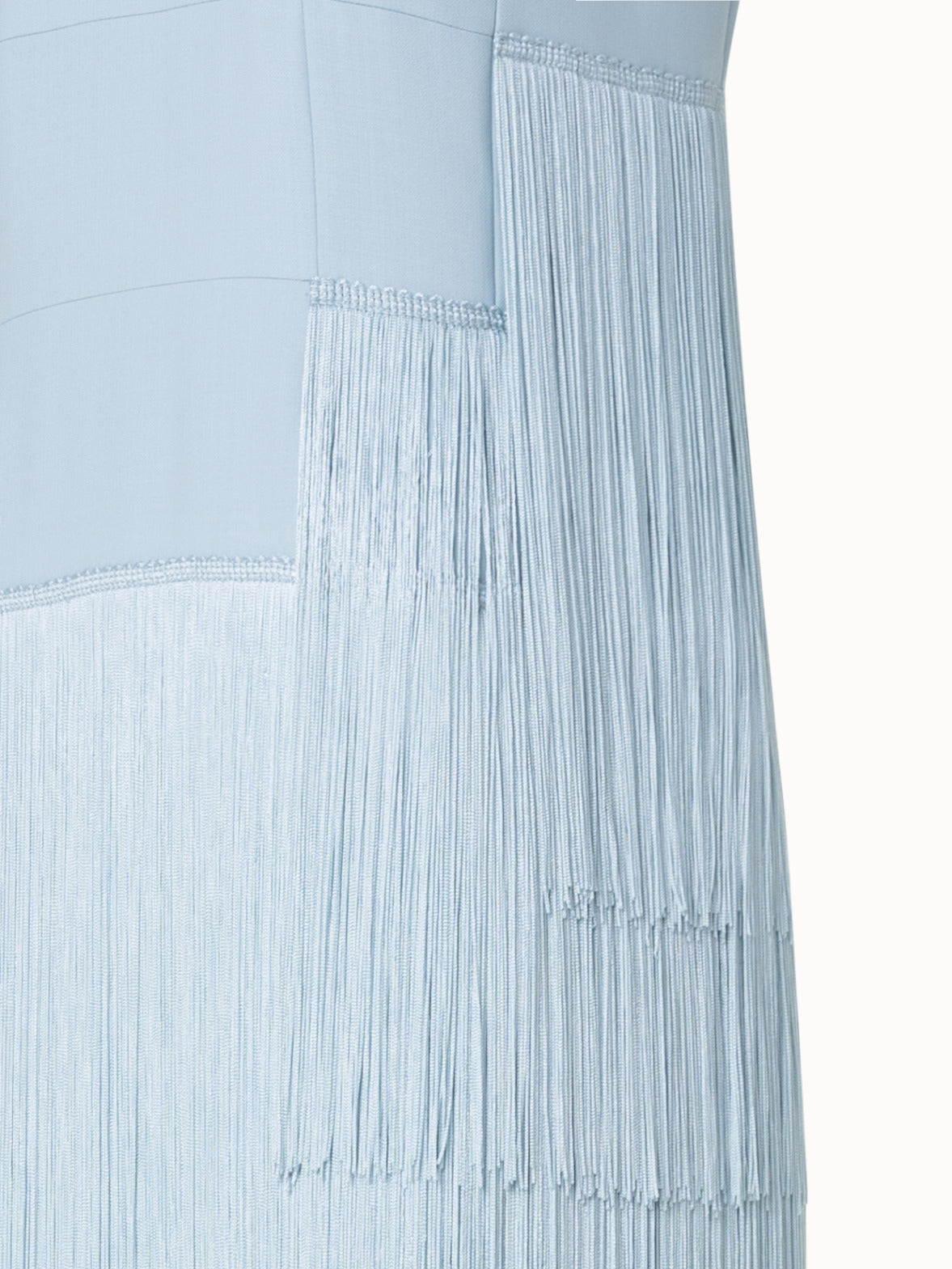 Long Silk Gown with Asymmetrical Fringes