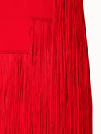 Sleeveless Silk Dress with Fringes