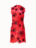 Short Sheath Dress with Poppy Embroidery
