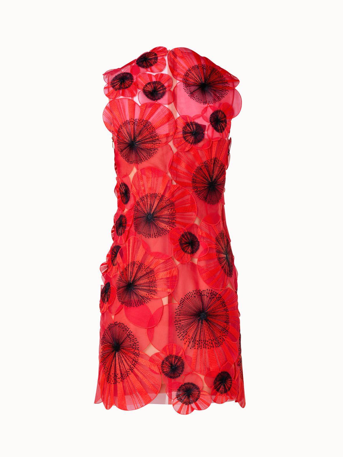 Short Sheath Dress with Poppy Embroidery