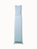Long Silk Gown with Asymmetrical Fringes