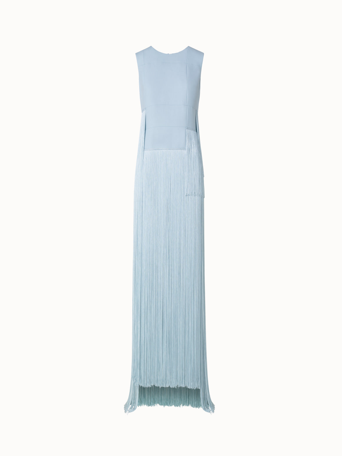 Long Silk Gown with Asymmetrical Fringes