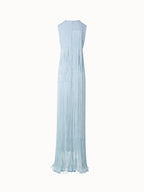 Long Silk Gown with Asymmetrical Fringes