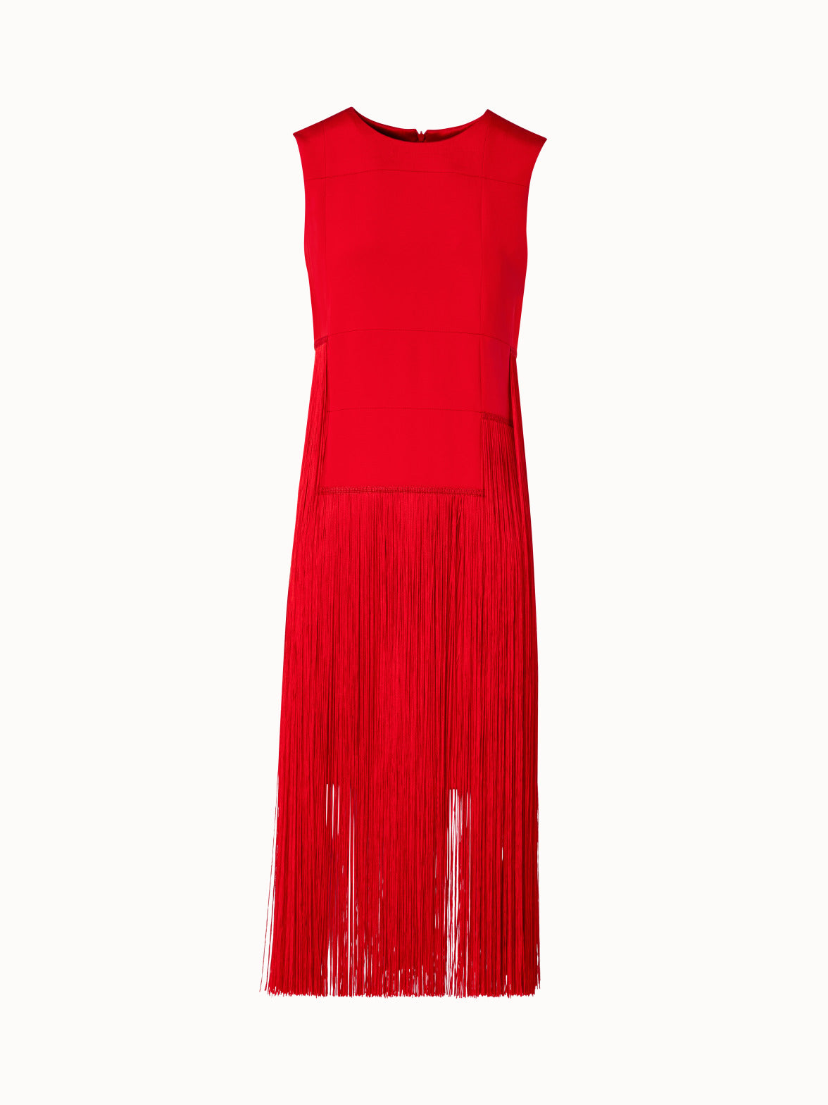 Sleeveless Silk Dress with Fringes