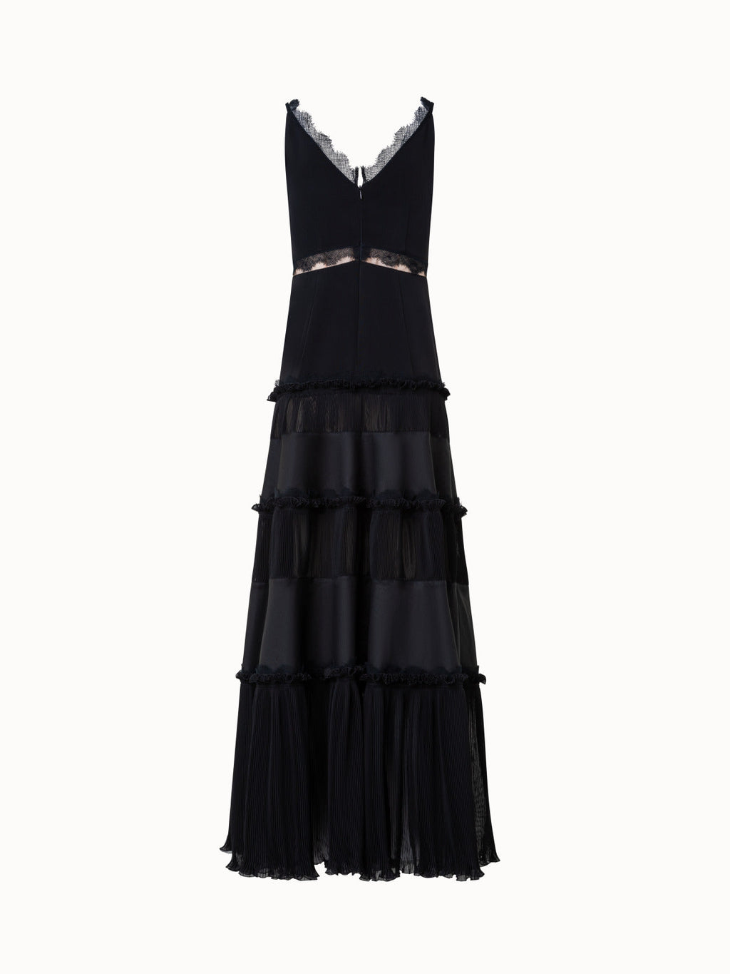 Long Silk Cr¨ºpe Dress with Lace Details