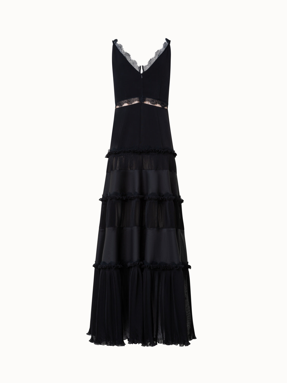 Long Silk Cr¨ºpe Dress with Lace Details