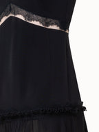 Long Silk Cr¨ºpe Dress with Lace Details