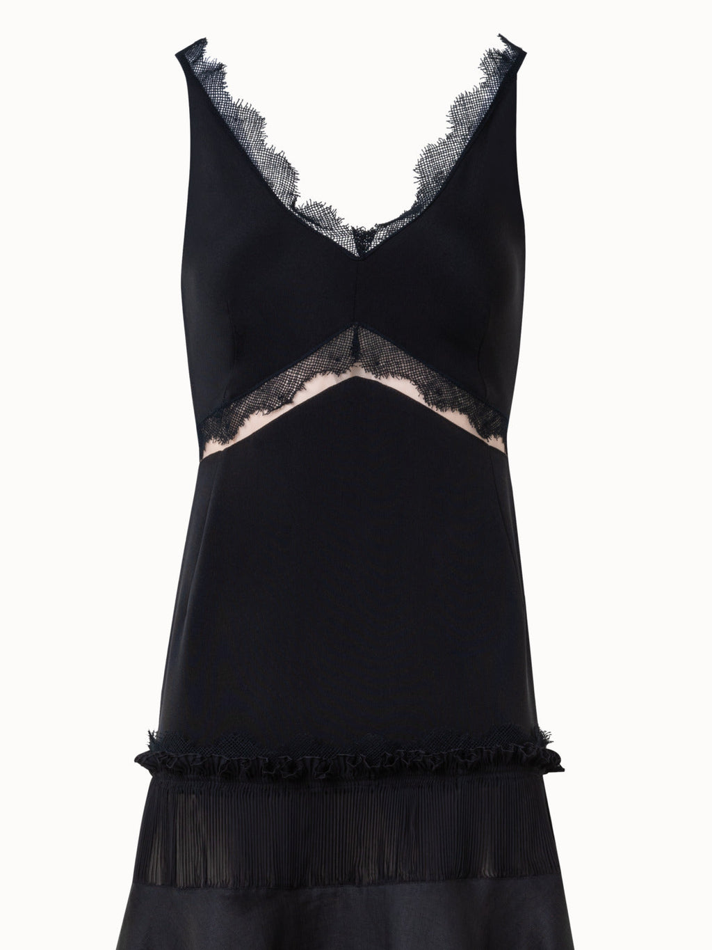 Long Silk Cr¨ºpe Dress with Lace Details