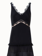 Long Silk Cr¨ºpe Dress with Lace Details