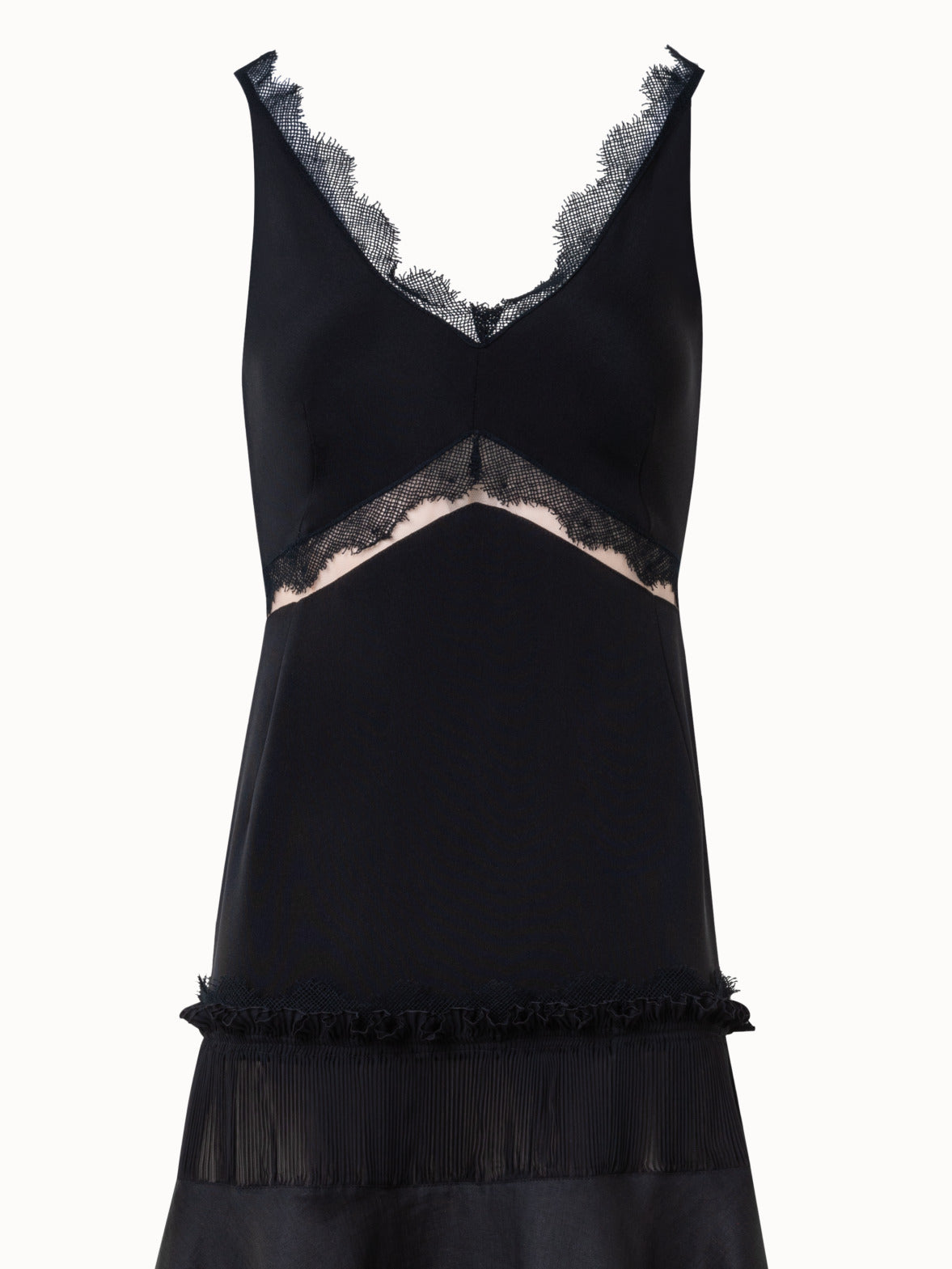Long Silk Cr¨ºpe Dress with Lace Details