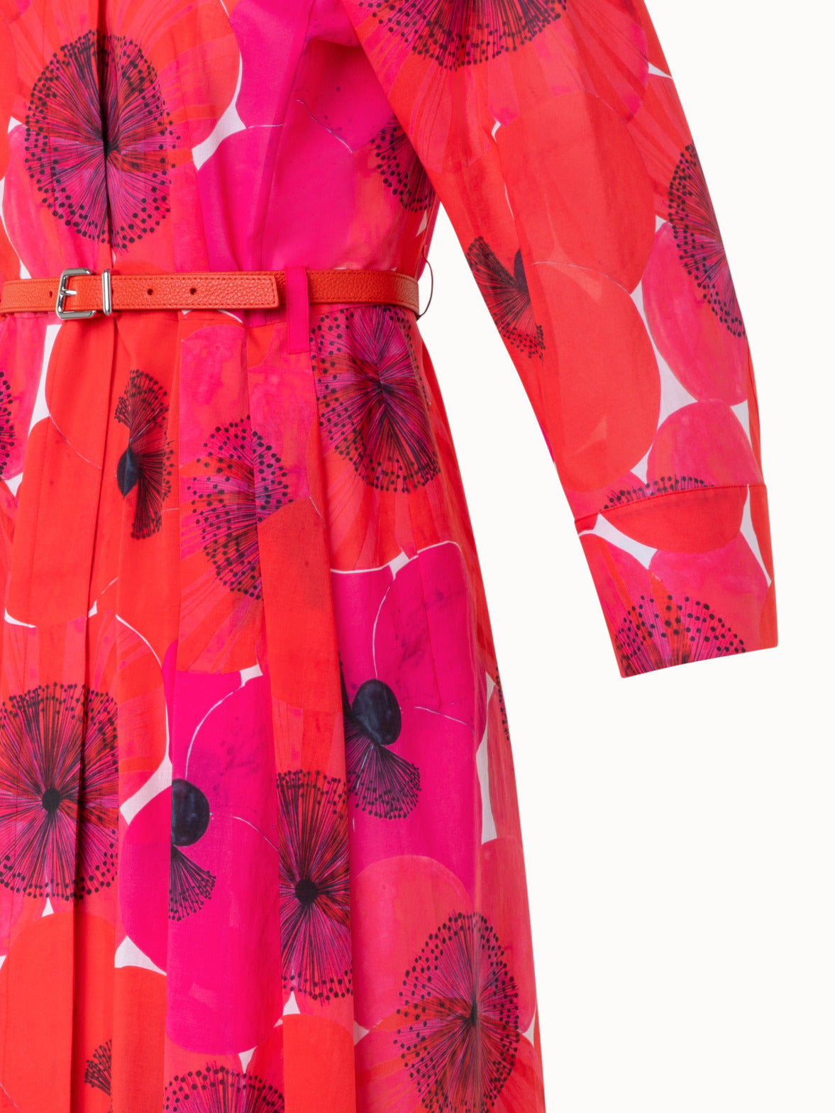 Cotton Midi Shirt Dress in Poppy Print
