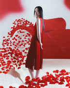 Sleeveless Silk Dress with Fringes