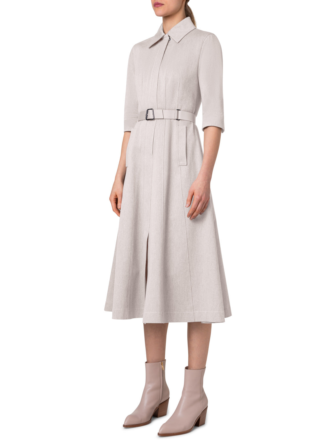 Cotton Denim Midi Shirt Dress